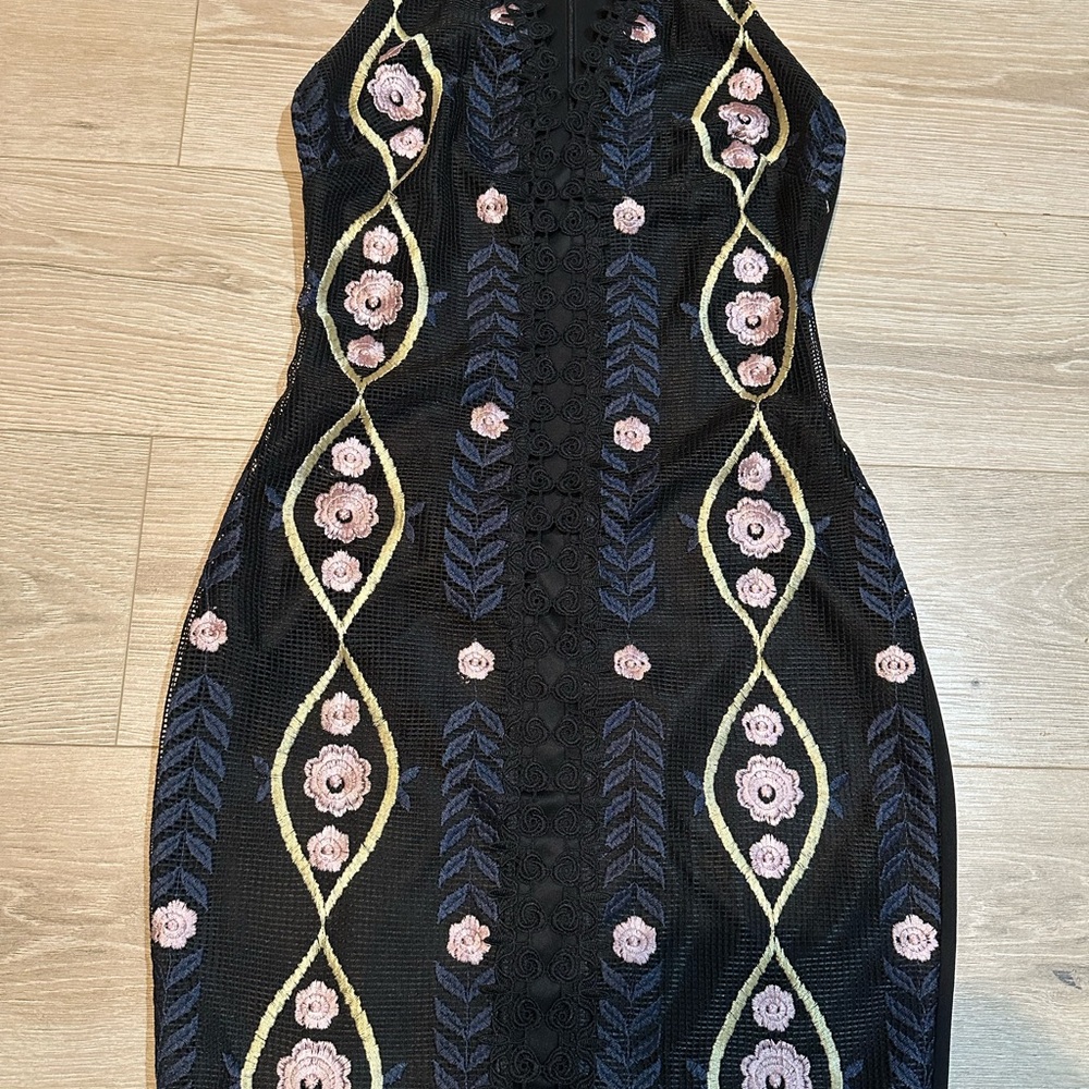 Guess Black Dress with Pink and Cream Floral Design